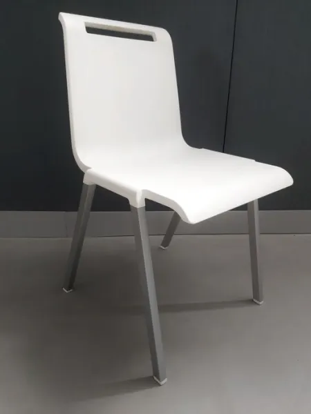 Silla Mit Poliuretano Blanco, Base Aluminizada
