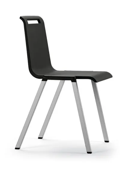 Silla Mit Poliuretano Negro,Base Aluminizada