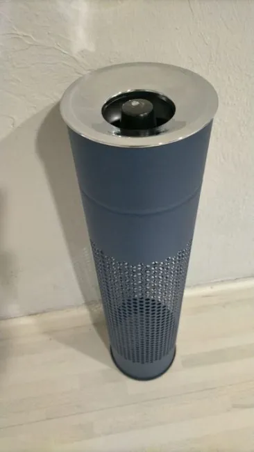 Papelera/Cenicero Metalico Pie Perforado Azul