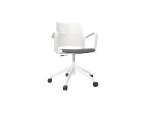 SILLA SPACIO C/BRAZOS BASE 5 RADIOS CARCASA BLANCA ASIENTO GRIS OSCURO T84 SP354004BT84