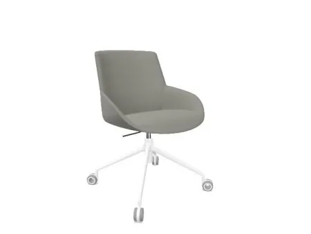 Sillón Noom Serie 30 Respaldo Medio Nm3250D22 Base 4 Ruedas, Aluminio Blanco Tap. D22 Gris