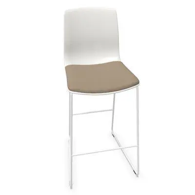 Taburete Noom 50 Patin, Carcasa Pp, sin Brazos, Blanca, Estruct. acero Blanco D21 Vison