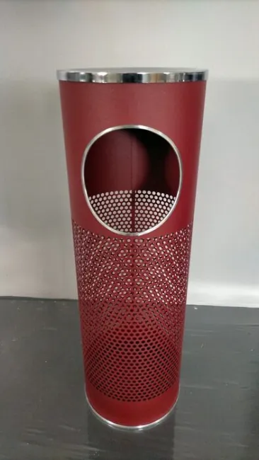 Papelera/Cenicero Metalico Pie Perforado Granate