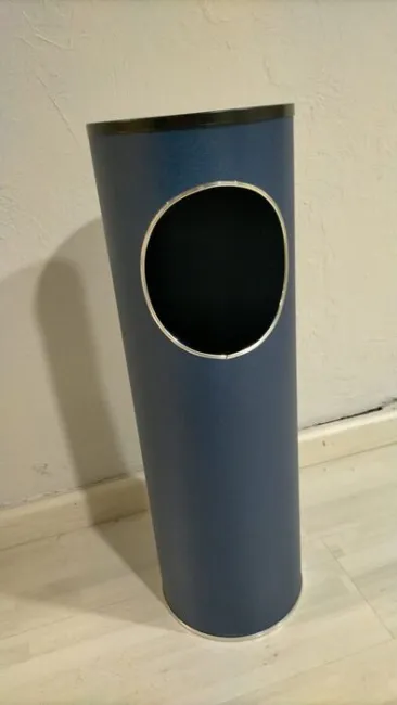 Papelera/Cenicero Pie Metalica Azul B10 Cilindro