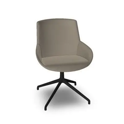 Silla Noom S30 Respaldo Medio, Base 4 Patas Aluminio Negro Tapones Tapizado M90 Step Beige