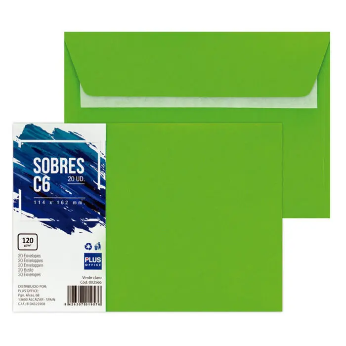 Sobre Verde Claro 110X162Mm ud Plus