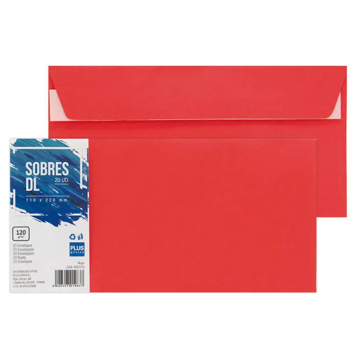 Sobre Rojo 110X220Mm ud