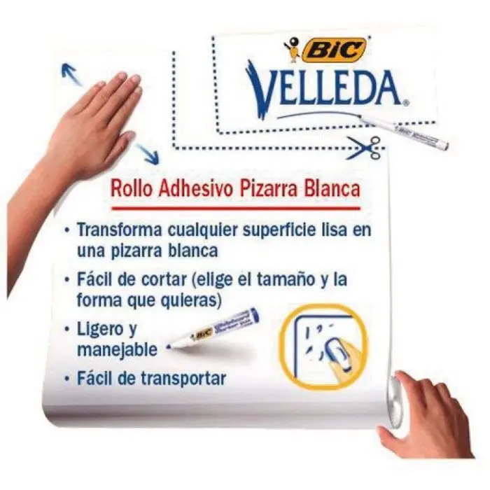 Pizarra Adhesiva Blanca Velleda 67X100 cm Rollo