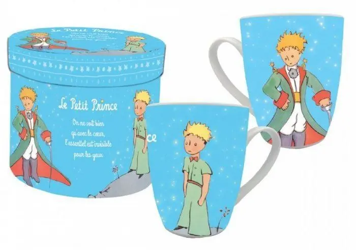 Taza el Principito Azul Claro con Dibujo y Frase Caja Regalo