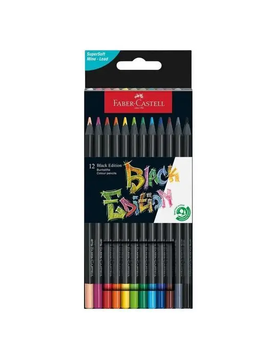 Lapices Colores 12 Black Soft Faber Castell