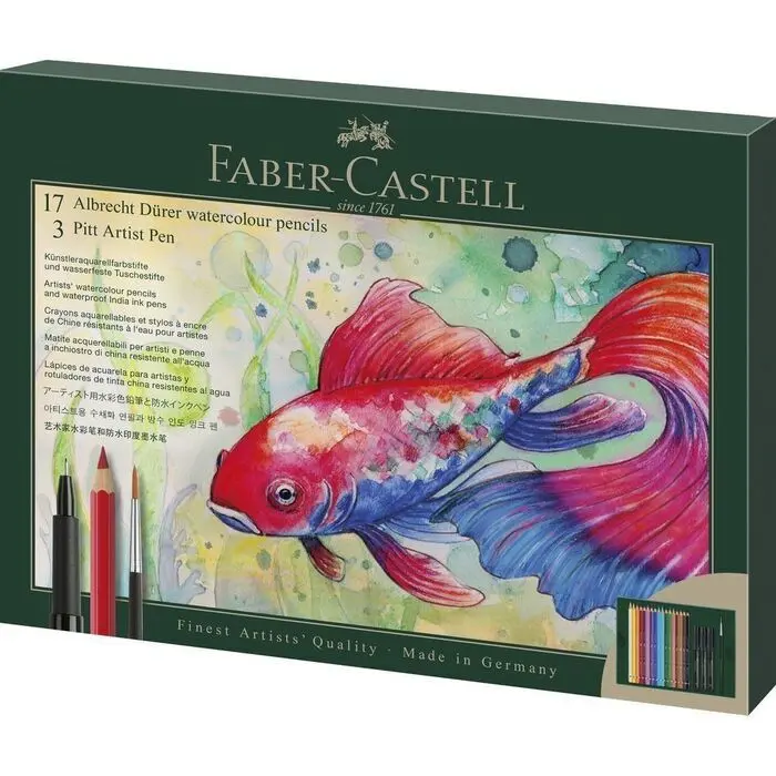 Lapices Acuarelables + 3 Pitt Artist Pen + Pincel Faber Castell