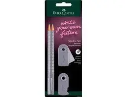 Set 2 Lapices Sparkle Perlado Goma y Sacapuntas Sleeve Mini