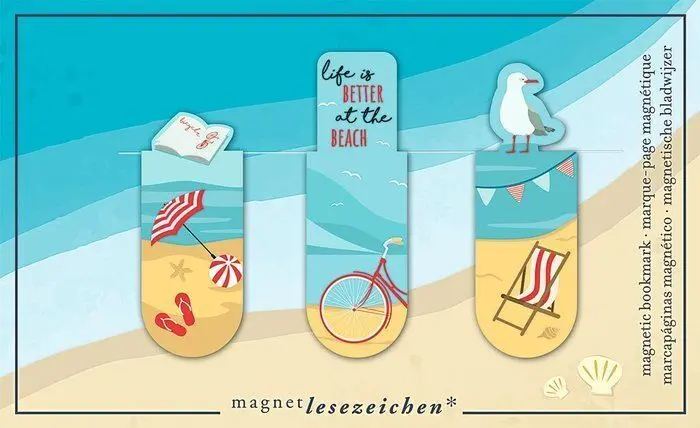 Marcapaginas Magnetico en la Playa 6 Unidades