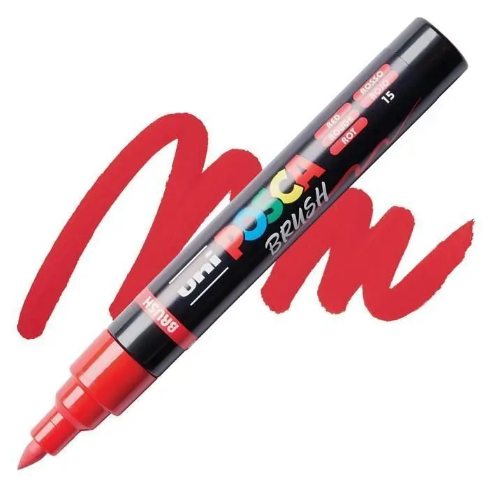 Rotulador Uni Posca Pc-5Br Brush Rojo 15