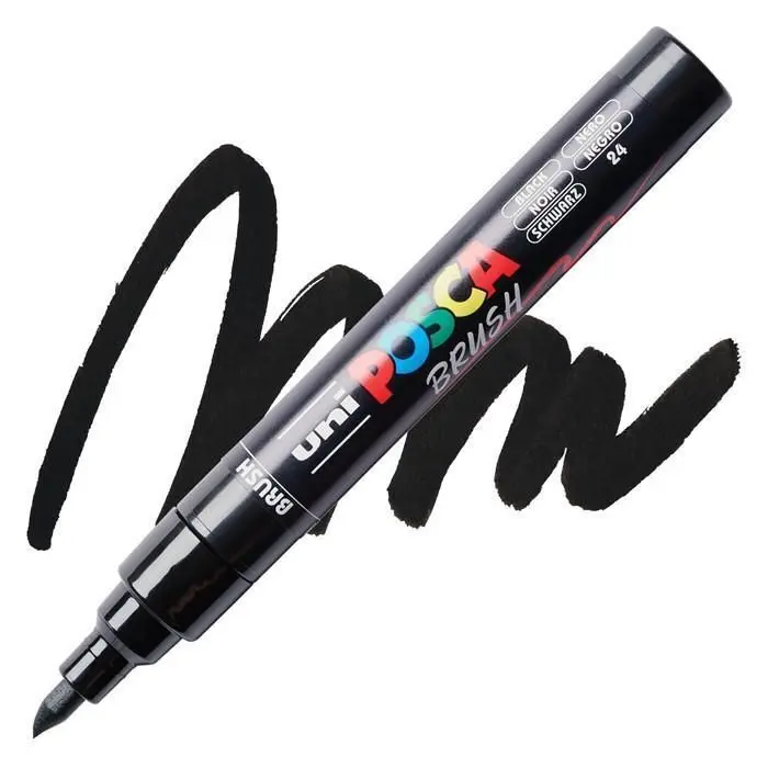 Rotulador Uni Posca Pc-5Br Brush Negro 24