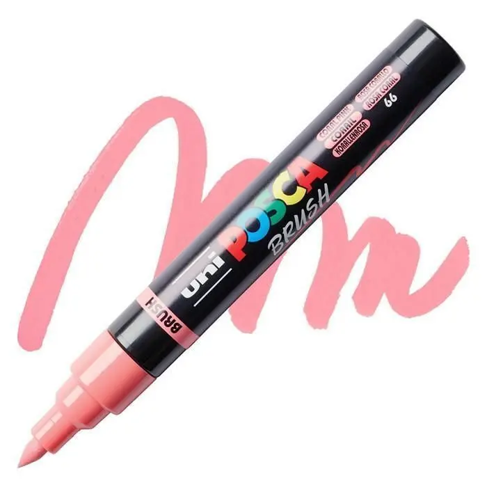 Rotulador Uni Posca Pc-5Br Brush Rosa Coral 66