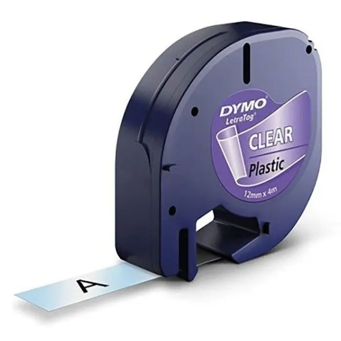 Cinta Dymo Letratag Transparente/Negro