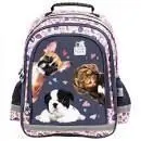 Mochila Escolar Doble Cachorritos con Bolsillos Laterales