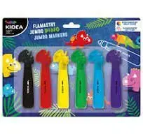 Rotuladores Jumbo con Figura Dino 6 Col. Kidea