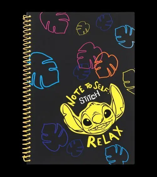 Cuaderno A4 Espiral 100H Cuadros Stitch Black Relax