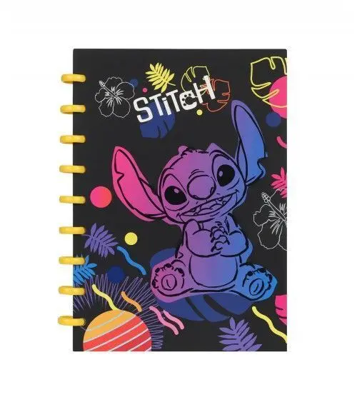 Cuaderno B5 Anillas 100H Cuadricula Stitch Black Tropical
