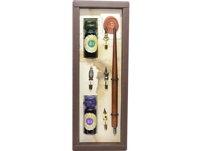 Set Escritura Pluma + 2Tinteros + 4 Plumillas
