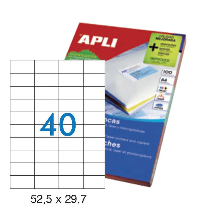 Etiqueta Adh Apli 52,5X29,7 100H 40U/H