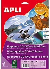 Etiqueta Adh Apli Cd-Dvd Calidad Foto 10H 2U/H