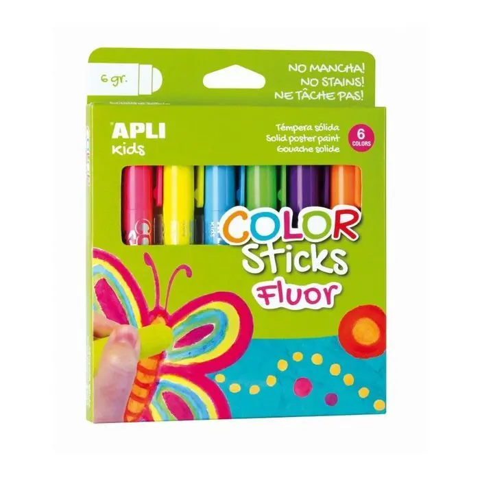 Tempera Solida Apli Sticks Fluor 6U