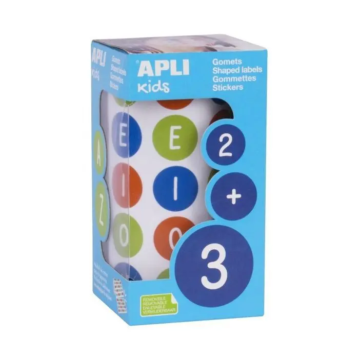 Rollo Gomets Apli Circulo 20Mm Vocales Multicolor