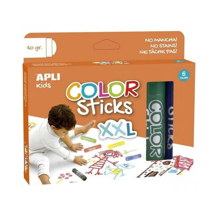 Ceras Sticks Colores Xxl Apli 6 ud. Ref. 175388