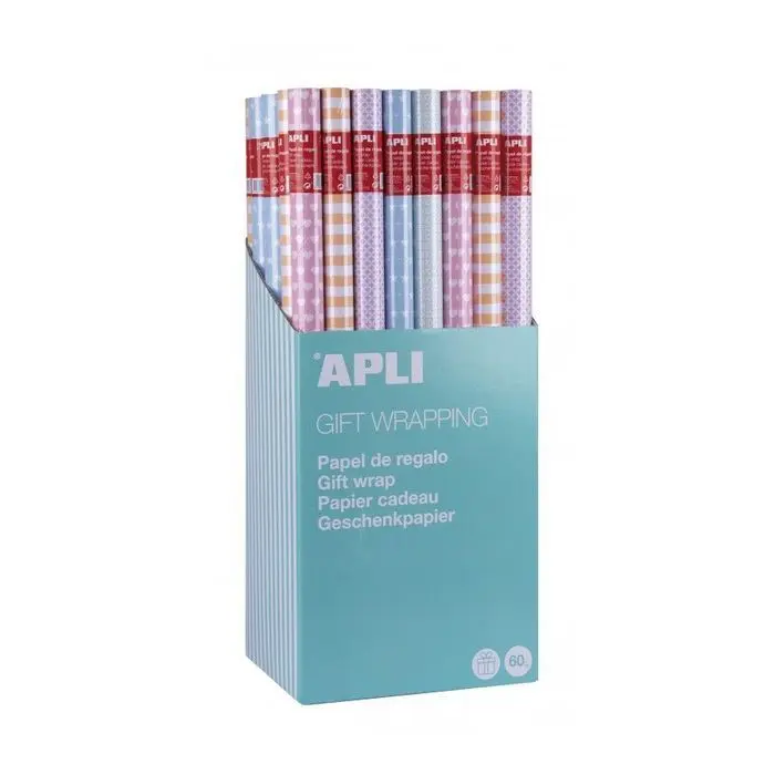 Papel Regalo 0,70X2 Mt. Colores Pastel Apli Rf. 18005