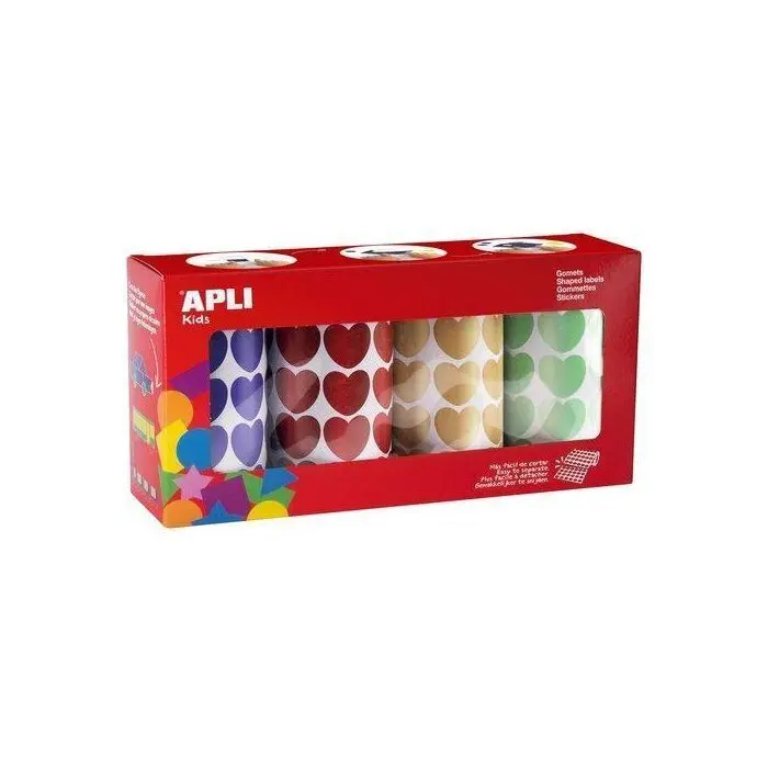 Rollo Gomets Apli 4Ud Corazones 20Mm Metalizados