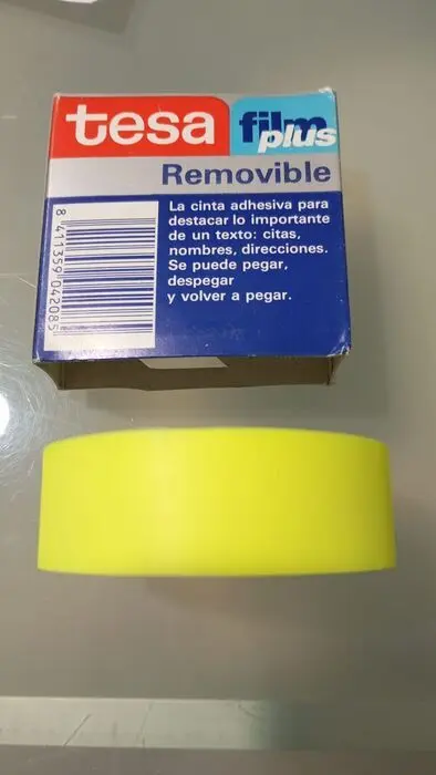 Cinta Adhesiva Removible Tesa Film Amarillo Fluor