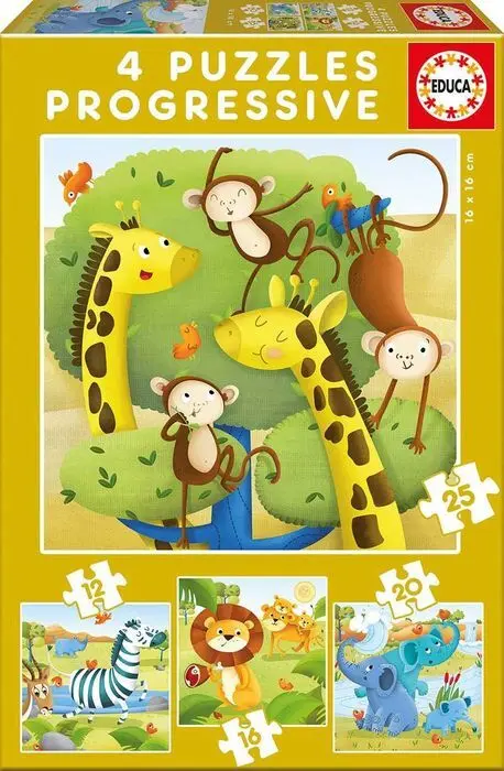Puzzle Progresivo 12-16-20-25 Animales Salvajes