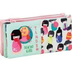 Estuche Portatodo Tandem Tokio Girl 3 Bolsillos Independientes