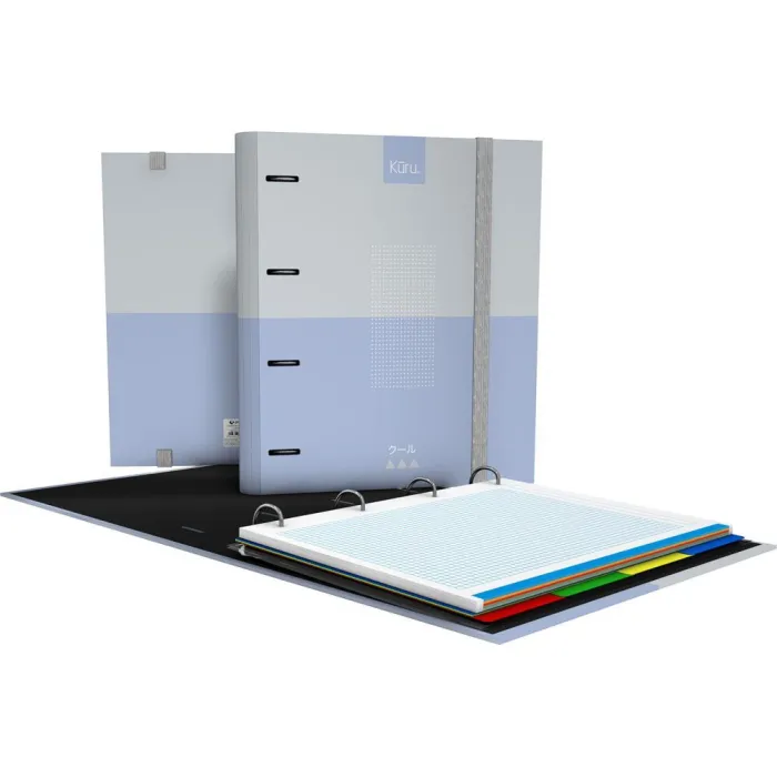 Carpebook A4 4A35 Kuru3 Azul+Recambio 5X5 Cuadros+Separadores