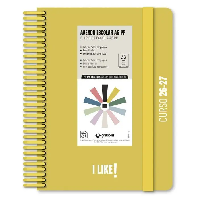 Agenda Escolar A5 26/27 D/P Pp I Like Amarillo Grafoplas