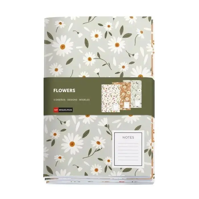 Pack 3 Libretas A5 Cosidas Spring Flowers Miquelrius