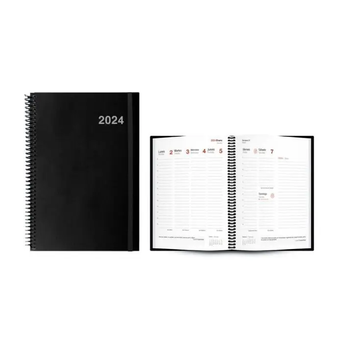 Agenda Paris S/V Castellano 15X21 Tapa Negra Espir