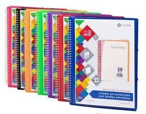 Carpeta A4 40 Fundas Remove Espiral Azul
