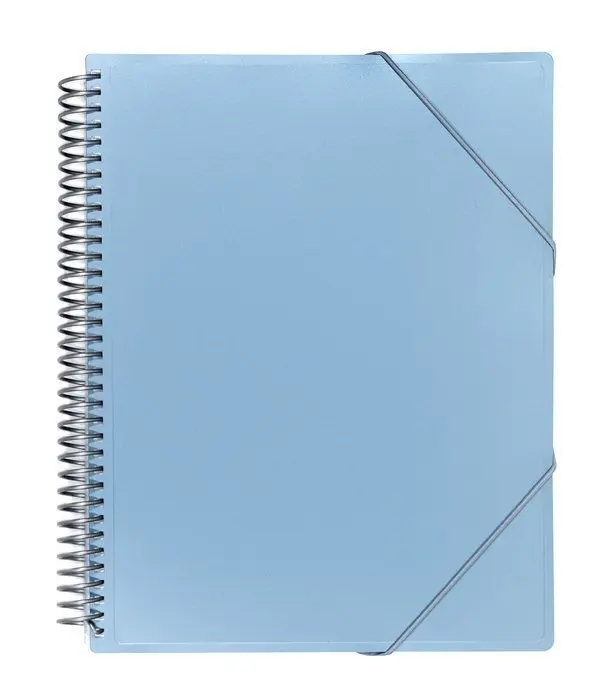 Carpeta A4 30 Fundas Espiral/Gomas Azul Metalizada