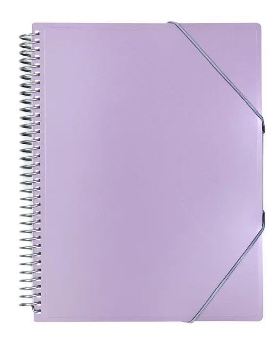 Carpeta A4 30 Fundas Espiral/Gomas Malva Metalizada