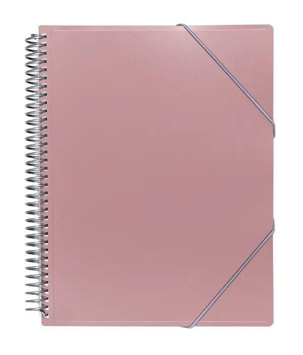 Carpeta A4 30 Fundas Espiral/Gomas Rosa Metalizada