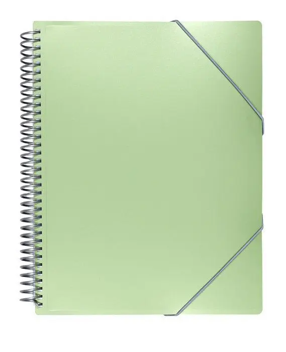 Carpeta A4 40 Fundas Espiral/Gomas Archivex Verde Metalizada