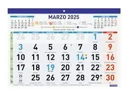 Calendario 2025 Faldilla Numeros Grandes F93 30X21