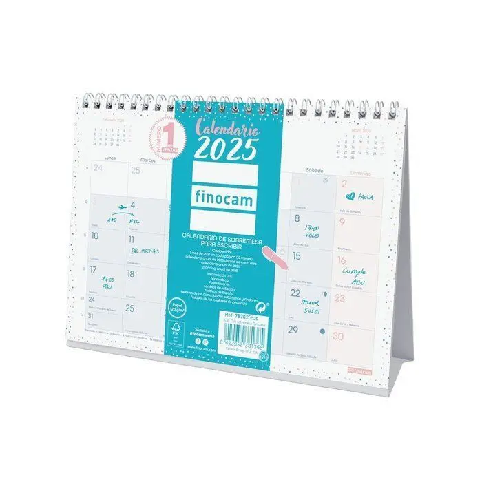 Calendario 2025 Sobremesa Chic Escribir Turquesa