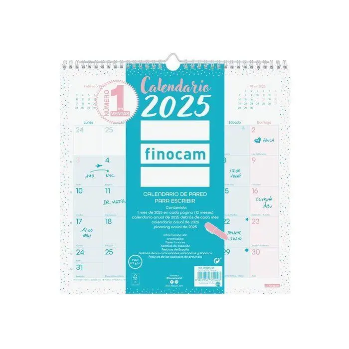Calendario 2025 Pared Chic Escribir 30X30 Turquesa