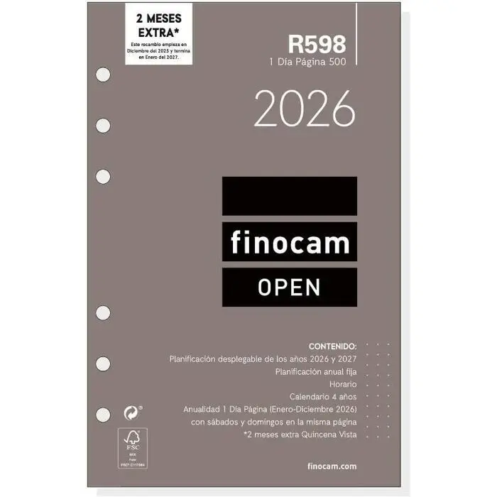 Recambio Agenda 2026 D/P Finocam 500