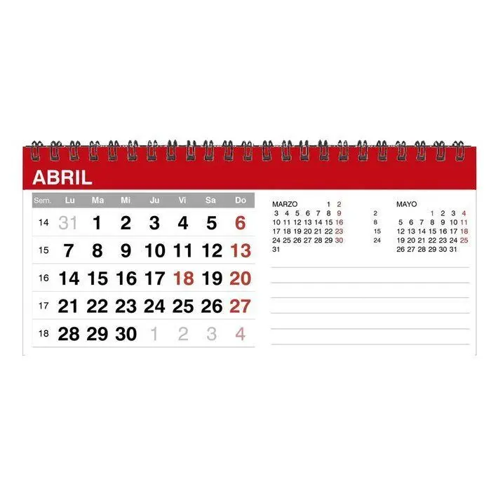 Calendario Sobremesa 2025 Espiral y Numeros Grandes 8X16Cm